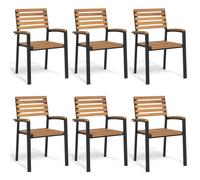 vidaXL Stackable Garden Chairs 6 pcs Solid Wood Acacia and Metal, Brown