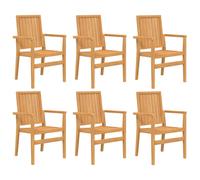 (6 pcs) vidaXL Stackable Garden Chairs Outdoor Chair Wooden Armchair Solid Wood Teak