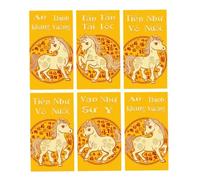 6 Pcs Vietnamese Culture-Inspired Red Envelopes, Frosted Texture, Old Calendar Horse Pattern, Lucky Packaging, Celebrate Vietnamese Letter Envelopes