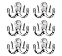 6 PCS Double Door Hooks Vintage Antique Coat Hooks Double Prong Wall Mounted Decorative Clothes Hat Hooks Double Robe Hooks Screw in Door Hooks for Kitchen Bedroom Wall Bathroom Hanging with Screws