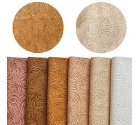 6 Pcs Vintage Floral Pattern Faux Leather Fabric, Embossed Synthetic Crafts Leather for Bows Earrings DIY Projects