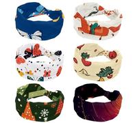 6 PCS Vintage Wild West Women Cowgirls Rodeo Non Slip Makeup Headband, Headbands for Women Ladies, Wide Top Turban Hairband, Knotted Hair Wrap