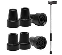 6 PCS Walking Stick Rubber Ends 19mm (3/4 inch), Non-Slip Replacement Cane Tips, Black Standard Ferrules for Walking Canes, Crutches, Hiking Poles, Seniors, Hiking & Rehabilitation