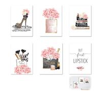 6 PCS Wall Art Prints, Pink Room Decor & Bedroom Wall Decor for Women Girls, High Heels, Perfume & Leopard Canvas Prints, Wall Art for Bedroom or Living Room, Posters for Bedroom 8×12'' Unframed