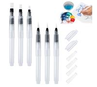 6 Pcs Water Brush Pen, Refillable Water Pen Watercolour Brush Pens Set Water Paint Brush Watercolour Pens Water Brushes with Fine, Medium, and Large Tips for Watercolour Painting, Sketching