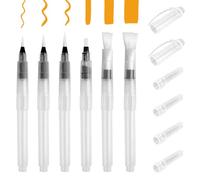 6 Pcs Watercolour Brush Pen Set with Refillable Reservoir, Water Brushes with Fine, Medium, Large Tips, Water Brush Pen for Watercolor Painting