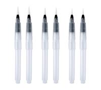 6 Pcs Watercolour Brush Pens Set, Portable 150mm Water Brush Pen Set with Refillable Reservoir, Professional Pointed Watercolour Paint Brushes for Oil Acrylic Painting Sketching