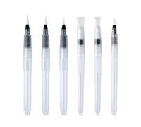 6 Pcs Watercolour Brush Pens Set, Portable 150mm Water Brush Pen Set with Refillable Reservoir, Professional Pointed &Flat Watercolour Paint Brushes for Watercolour Oil Acrylic Painting
