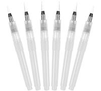 6 Pcs Watercolour Brush Pens Set, Refillable Painting Water Brushs, Pens Brush Set for Water Soluble Colored Pencil, Assorted Tips Size Painting Water Pen for Watercolour Oil Acrylic Painting