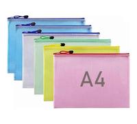 6 Pcs Waterproof A4 Zip Wallets, Thickening A4 Mesh Zip Wallet, File Folder A4 Zip Lock Bags, for Storing Documents, Papers, Letters, and More