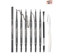 6 Pcs Waterproof Eyebrow Pencil Brown Set,Ultra Fine Professional Eyebrow Retractable Pencil Long Lasting Tinted Micro Brow Pen,Defines,Fills for Perfect&Tiny Brows Women Eye Makeup Gel Pencil-03