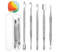 6 PCS Wax Carving Tool Set, Stainless Steel Double-Ended Wax Carving Tools, Metal Wax Sculpting Tools with 5ml Silicone Container and Portable Case for Wood, Wax, Clay, Pottery, Jewelry, Dental Carver