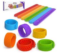 6 Pcs Wearable Sensory Slap Bracelets, Textured Silicone Fidget Toys for Autism & ADHD Anxiety Relief, Calming Toys for Kids & Adults, Travel Airplane & Office Desk Essentials