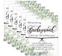6 Pcs Wedding Bridesmaid Bracelet for Women Will You Be My Bridesmaid Wish String Bracelet Bridal Party Heart Bracelets Bulk with Greeting Card for Wedding Party