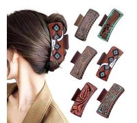 6 Pcs Western Hair Claw Clips for Women, Cowgirl Aesthetic Claw Clips and Cowhide Highland Western Vintage Hair Accessories, Suitable for All Hairstyles