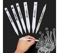 6 PCS White Gel Pen, White Pens Set, Waterproof Ink Pens, Paint Marker Various Tip 0.5/0.7/2/4mm, Highlight Rollerball Quick-dry Pens for Black Paper, Illustration, Taking Notes, Sketching, Drawing