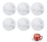 6 PCS White Marble Coasters With Cork Base - Round Pattern for Various Cups, Tables & Home Decor, Glass Tabletop Protection
