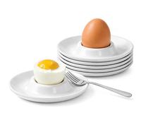 6 Pcs White Round Egg Cups, Stackable and Shatterproof Plastic Egg Cups, 3.86" Diameter, Dishwasher Safe, Perfect for Brunch and Camping