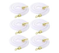 6 pcs White Velvet Stanchion Rope - 3 to 7ft Crowd Control Barrier Ropes for Events - S Durable Queue Divider(210cm)
