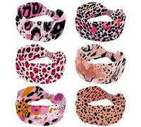 6 PCS Wide Headband, Elastic Hairband Headwear, Pink Leopard Twist Head Wrap, Turban Headband, Hair Accessories for Women