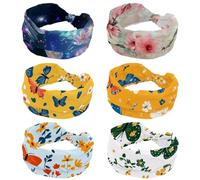 6 PCS Wide Womens Headband, Pink Cherry Flower Blossom Sweat Absorbing Sports Hairband, Soft Elastic Hairwrap, Yoga Headband, Fashion Hair Accessory