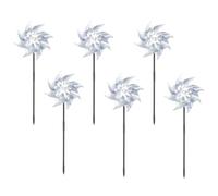 6 Pcs Windmills for Children,Garden Windmill Spinners Bird Scarer Wind Spinner Reflective Pinwheels Repellent Silver Rainbow Sparkly Kids Toy Pinwheel Deterrent,for Childrens Scare Birds Anti-Bird