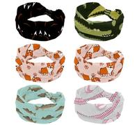6 PCS Women’s Headbands Elastic Wide Turban Headband Cute Green Gator Crocodile Pattern Soft Head Bands Non Slip Hairband for Yoga Workout Sport Running