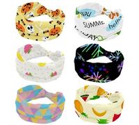 6 PCS Womens Headbands Animals Words Pattern Elastic Head Bands Non Slip Wide Hairband Turban Headband for Workout Yoga Sport Running