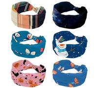 6 PCS Women's Headbands Butterflies with Flowers Sparkle Trail in the Sky Twisted Cross Hairband Soft Sweat Hairbands Elastic Wide Headband Hair Accessory