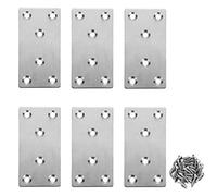 6 Pcs Wood Flat Brackets Heavy Duty Mending Plates,Flat Straight Brackets 80x40 mm Stainless Steel Mending Plates for Connector, Metal Brackets for Wood Fixing