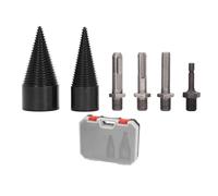 6 Pcs Wood Splitter Drill Bit, Heavy Duty Splitting Cone Drill Bit, Coated Carbon Steel Step Drill Bit with 4 Handles for Oak Hickory Walnut, Detachable 32mm 42mm Drill Bi