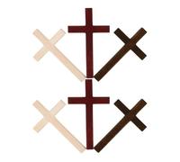 6 Pcs Wooden DIY Cross Craft Religious Adornment for Christian Gift