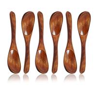 6 Pcs Wooden Honey Spoon, Small Wooden Spoons for Cooking Scoops for Food, Mini Honey Dipper Small Spoons Suitable for Eating Meals and Desserts 12.5×2cm (Brown)