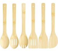 6 Pcs Wooden Kitchen Utensils Set Wood Cooking Utensils Tool Spatula Spoon Turner Slotted Turner for Non-Stick and Frying Pans Kitchen Gift Cooking Essentials Dishwasher Safe Long Handle 30CM