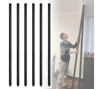 6 Pcs Wooden Slat Room Divider Floor-to-Ceiling Partition Column Black 2.2m/7.21ft Stylish Standing Space Separator for Living Room Modern Decor