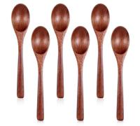 6 PCS Wooden Spoons for Eating, 7 Inch Wooden Honey Spoons for Tea, Small Wood Spoons for Coffee Honey Tea, Hard Wood Table Spoons for Cooking, Small Serving Spoons for Soup, Desserts & Cereal