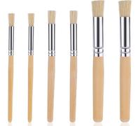 6 PCS Wooden Stencil Brushes Set, Pure Natural Bristle Handle Template Brushes Set for Acrylic Oil Watercolor Art Painting Wood Wall Model House Painting(3 Sizes)