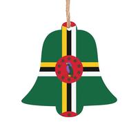 6 PCS Wooden Xmas Tree Ornaments, Flag of The Commonwealth of Dominica Print Christmas Party Decoration Wood Pendant, for Home Crafts Hanging