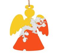 6 PCS Wooden Xmas Tree Ornaments, Flag of The Kingdom of Bhutan Print Christmas Party Decoration Wood Pendant, for Home Crafts Hanging