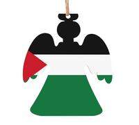 6 PCS Wooden Xmas Tree Ornaments, Flag of The State of Palestine Print Christmas Party Decoration Wood Pendant, for Home Crafts Hanging