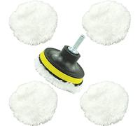 6 Pcs Wool Polishing Pads, Buffing Pads, 3 inch Drill Polishing Pads Kit, Polishing Waxing Buffing Buffer Discs Wheel Pads for Drill, Car, with M14 Drill Adapter, Black