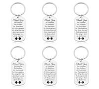 6 Pcs Workout Motivational Keyring Fitness Instructor Keyring Thank You Gift for Coach Personal Trainer Appreciation Gift Retirement Jewelry Funny Sports Lover Gym Gifts Fitness Lover Gifts Keychain