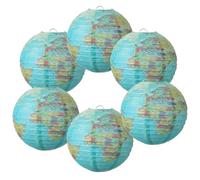 6 Pcs World Map Paper Lanterns, 8 Inch Earth Globe Hanging Lanterns Map Classroom Lantern Decor Travel Hanging Paper Lantern for Classroom Decor Party Back to School Birthday International Events