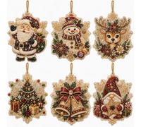 6 Pcs Xmas Snowflake DIY Diamond Art Pendant Christmas Tree Decor