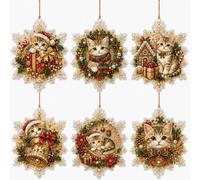 6 Pcs Xmas Snowflake DIY Diamond Art Pendant Christmas Tree Decor