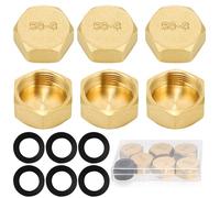 6 PcsBrass Blanking Caps 3/4 inch, Radiator Valve Caps, Hex Brass Female Blanking Stop CapsBrass Blanking Nut Cap, 24mm Blanking Cap for Washing Machine Valve Plumbing Fittings