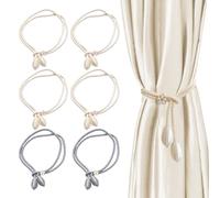 6 PCSCurtain Tie Backs Magnetic, Beige Tie Backs for Curtains, Home Decor Enhancement, Grey Tie Backs Included, Versatile Window Styling, Set of 6 Curtain Holdbacks, Dimensions 10.00 X 12.00 X 2.50 Cm