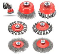 6 PcsWire Brush for Angle Grinder Wire Brushes Set, Twist Knot Wire Wheel Cup Brush Set for Grinder, 75 mm 100 mm Disc Cup Brushes with M14 x 2 models for Drill Polishing Grinding Rust Removal