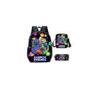 (6, Pencil Case) Rainbow Friend Backpack - Rainbow Friends 3-Piece Set, Cartoon Backpack for Elementary School Children, Crossbody Bag