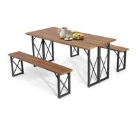 6-person Outdoor Picnic Table & Bench Set Solid Acacia Wood